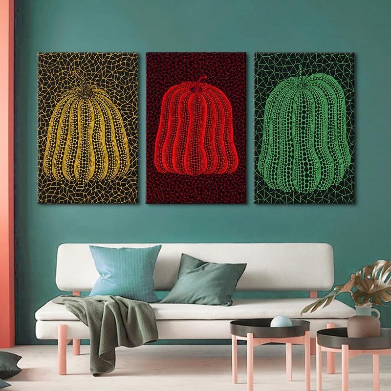 Amazon.co.jp: 草間彌生 アートパネル 3枚セット飾り絵 ポスター抽象